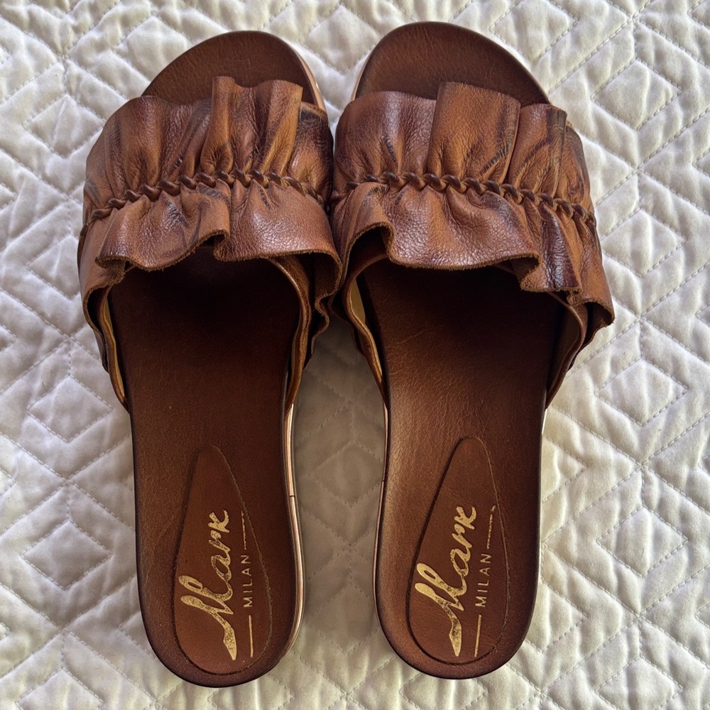 Milano Ruffled Brown Women's Sandals